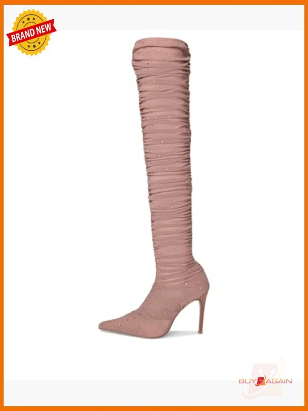 Over-the-Knee Boots Stiletto Heel Pull-On Mesh Nylon Rubber
